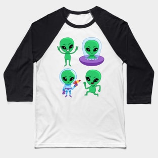 Alien Cartoon Funny Baseball T-Shirt